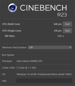 VF-AD4のCINEBENCH