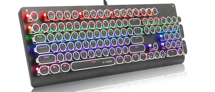e元素メカニカル式ゲーミングキーボード タイプライター風