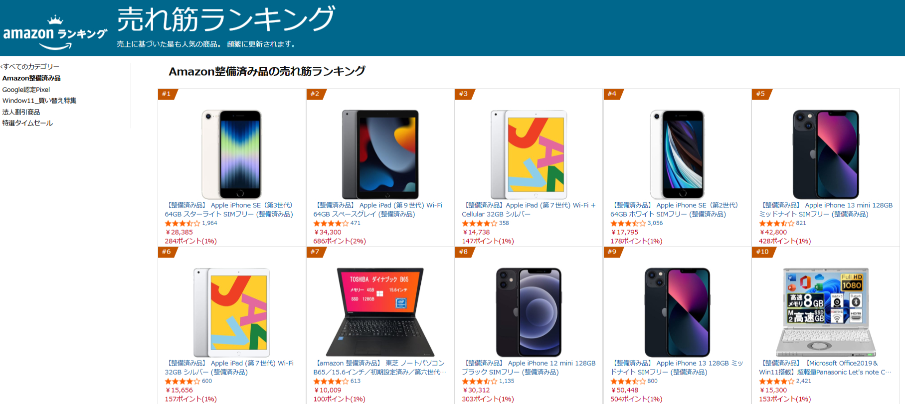 売り上げランキング上位から選ぶ